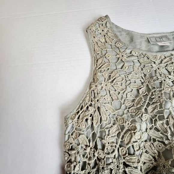 LIM'S Women Delicate Taupe Crochet Maxi Dress Size Large - Picture 5 of 15